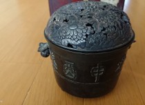 古銅 銀火屋 （黒柿替蓋添） 香炉